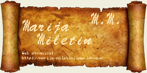 Marija Miletin vizit kartica